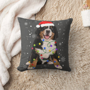 Bernese Mountain Dog Lights Christmas Matching Fam Cushion