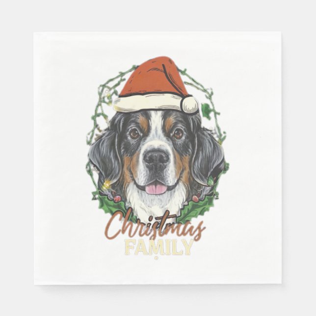 Bernese Mountain Dog Lights Christmas Matching Fam Napkin (Front)