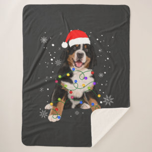 Bernese Mountain Dog Lights Christmas Matching Fam Sherpa Blanket