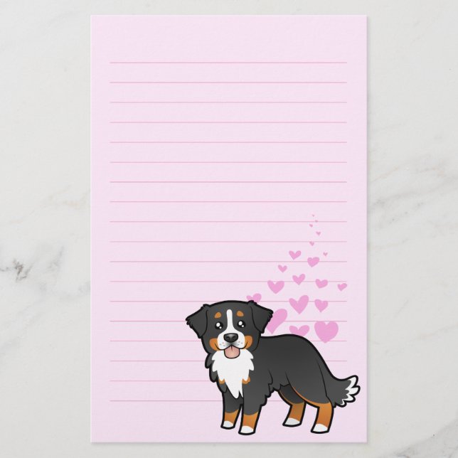 Bernese Mountain Dog Love Stationery (Front)