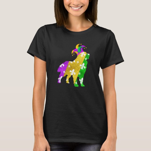 Bernese Mountain Dog Mardi Gras Carnivals Funny Pu T-Shirt (Front)