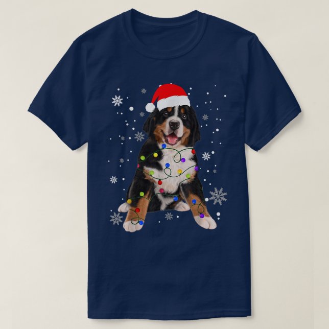 Bernese Mountain Dog Merry Christmas Winter Snow G T-Shirt (Design Front)
