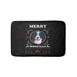 Bernese Mountain Dog Merry Woofmas Christmas Dog G Bath Mat