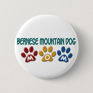 BERNESE MOUNTAIN DOG MOM Paw Print 6 Cm Round Badge