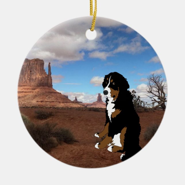 Bernese Mountain Dog Monument Valley Ceramic Ornament (Front)