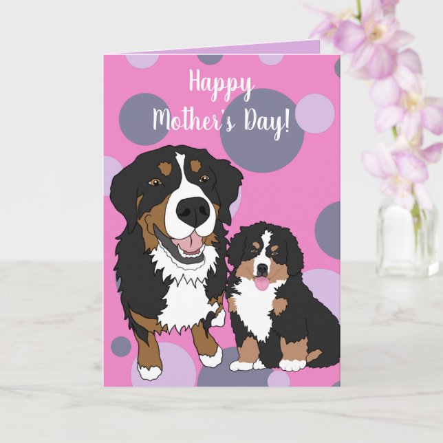 Bernese Mountain Dog Mother’s Day Card (Orchid)