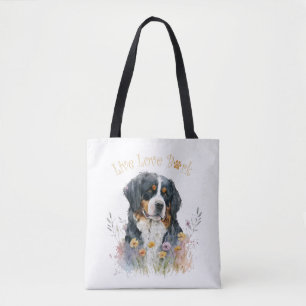 Bernese Mountain Dog Mum Floral Tote Bag