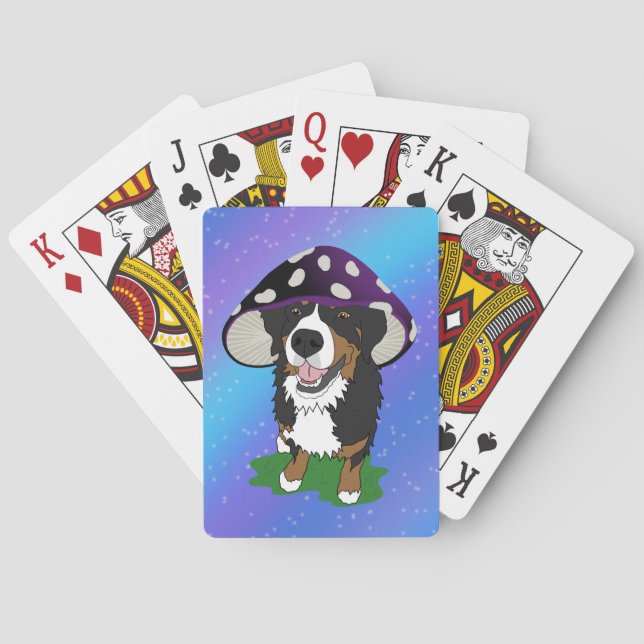 Bernese Mountain Dog Mushroom Cap Playing Cards (Back)