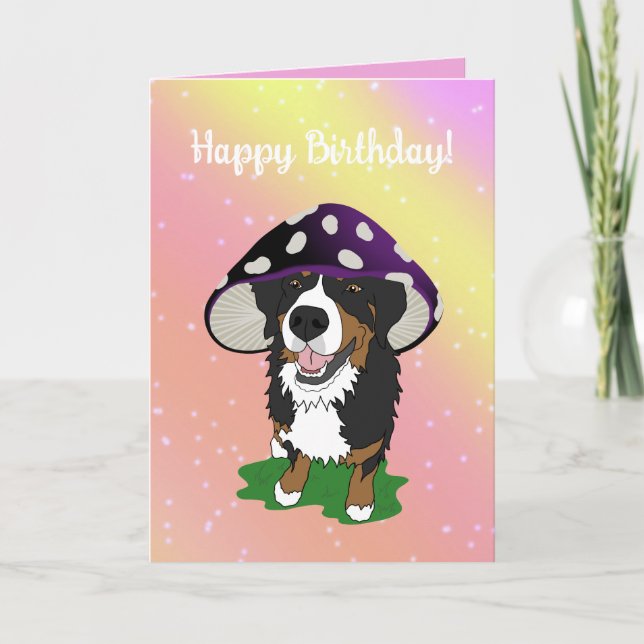 Bernese Mountain Dog Mushroom Cap Thank You Card (Front)