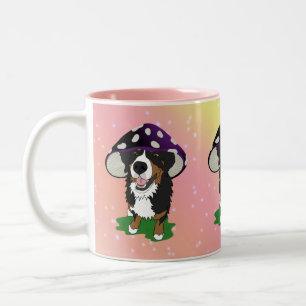 Bernese Mountain Dog Mushroom Cap Two-Tone Coffee Mug