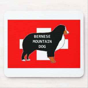 bernese mountain dog name silhouette on flag rust. mouse pad