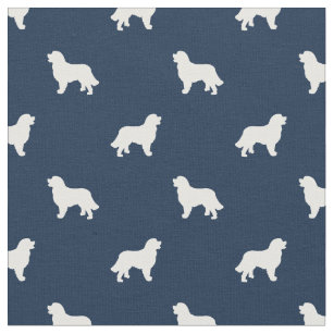 Bernese Mountain Dog navy blue silhouette Fabric