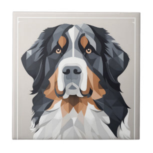 Bernese mountain dog on a grey background ceramic tile