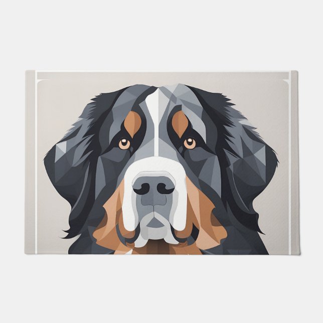 Bernese mountain dog on a grey background doormat (Front)