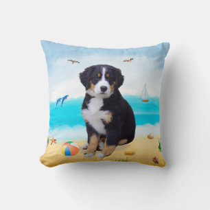 Bernese Mountain Dog on Beach Cushion