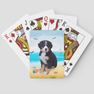 Bernese Mountain Dog on Beach Playing Cards