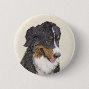 Bernese Mountain Dog Painting - Original Dog Art 6 Cm Round Badge