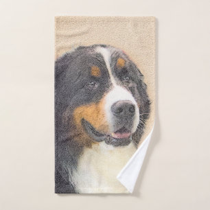 Bernese Mountain Dog Painting - Original Dog Art Bath Towel Set