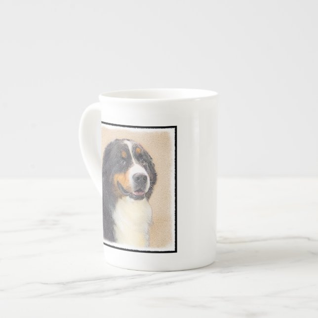 Bernese Mountain Dog Painting - Original Dog Art Bone China Mug (Front Left)