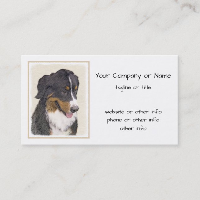Bernese Mountain Dog Painting - Original Dog Art Business Card (Front)