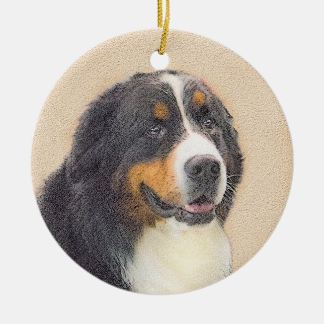 Bernese Mountain Dog Painting - Original Dog Art Ceramic Ornament (Front)