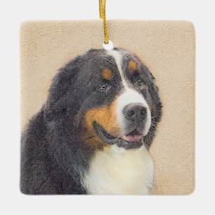 Bernese Mountain Dog Painting - Original Dog Art Ceramic Ornament
