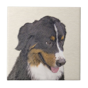 Bernese Mountain Dog Painting - Original Dog Art Ceramic Tile