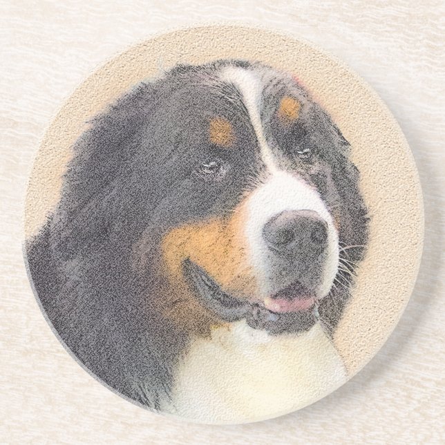 Bernese Mountain Dog Painting - Original Dog Art Coaster (Front)