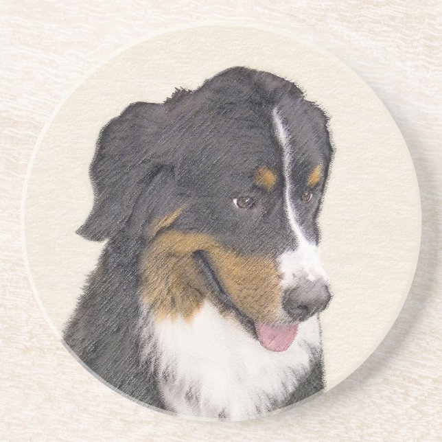 Bernese Mountain Dog Painting - Original Dog Art Coaster (Front)