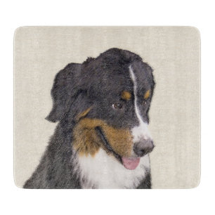 Bernese Mountain Dog Painting - Original Dog Art Cutting Board