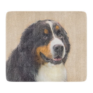 Bernese Mountain Dog Painting - Original Dog Art Cutting Board