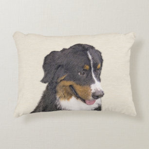 Bernese Mountain Dog Painting - Original Dog Art Decorative Cushion