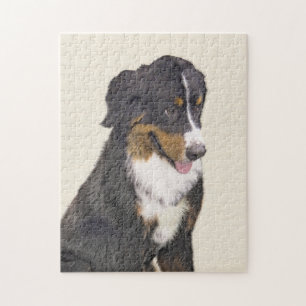 Bernese Mountain Dog Painting - Original Dog Art Jigsaw Puzzle