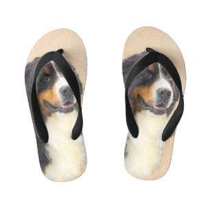 Bernese Mountain Dog Painting - Original Dog Art Kid's Thongs