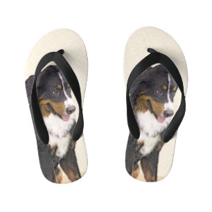 Bernese Mountain Dog Painting - Original Dog Art Kid's Thongs