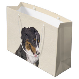 Bernese Mountain Dog Painting - Original Dog Art Large Gift Bag