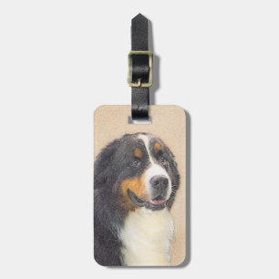 Bernese Mountain Dog Painting - Original Dog Art Luggage Tag