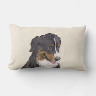 Bernese Mountain Dog Painting - Original Dog Art Lumbar Cushion