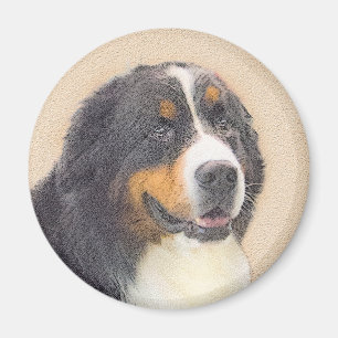 Bernese Mountain Dog Painting - Original Dog Art Magnet