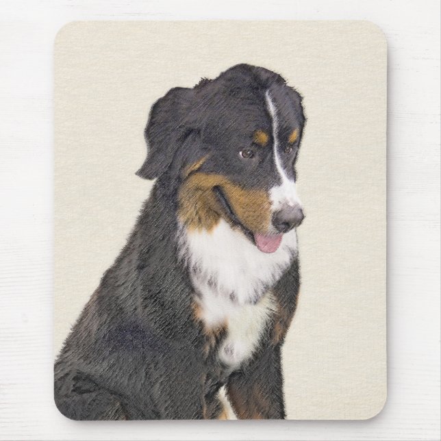 Bernese Mountain Dog Painting - Original Dog Art Mouse Pad (Front)