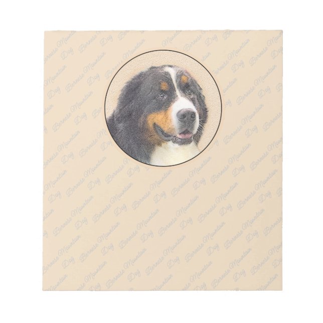 Bernese Mountain Dog Painting - Original Dog Art Notepad (Front)
