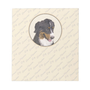 Bernese Mountain Dog Painting - Original Dog Art Notepad