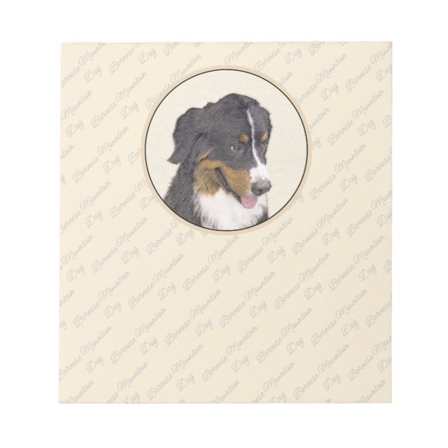 Bernese Mountain Dog Painting - Original Dog Art Notepad (Front)