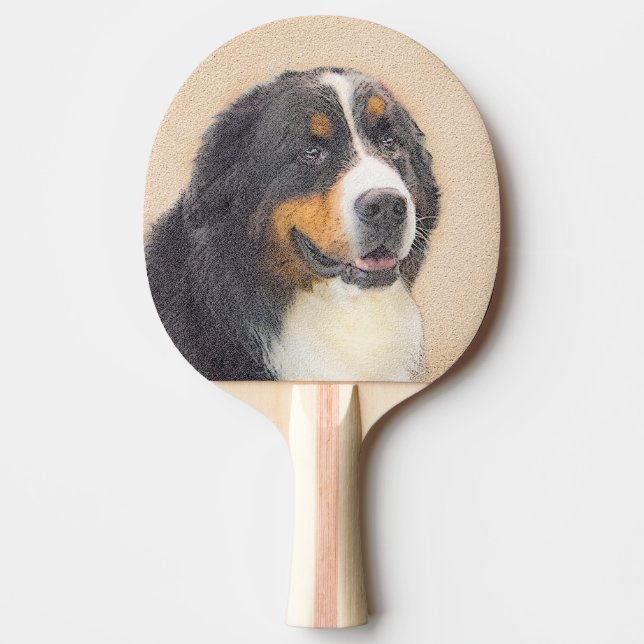 Bernese Mountain Dog Painting - Original Dog Art Ping Pong Paddle (Front)