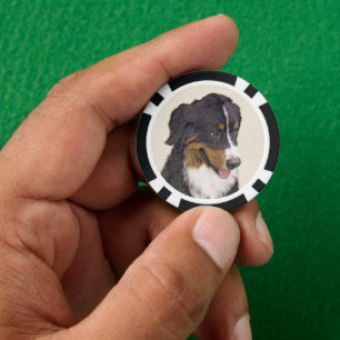 Bernese Mountain Dog Painting - Original Dog Art Poker Chips