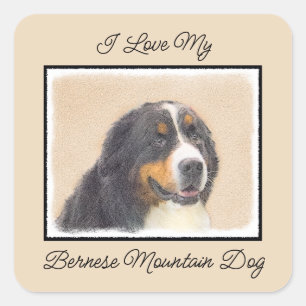 Bernese Mountain Dog Painting - Original Dog Art Square Sticker