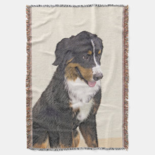Bernese Mountain Dog Painting - Original Dog Art Throw Blanket