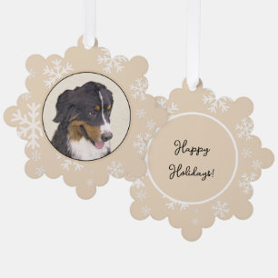 Bernese Mountain Dog Painting - Original Dog Art Tree Decoration Card