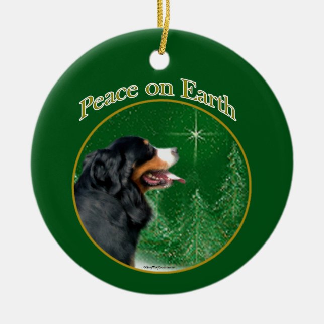 Bernese Mountain Dog Peace Ceramic Ornament (Front)
