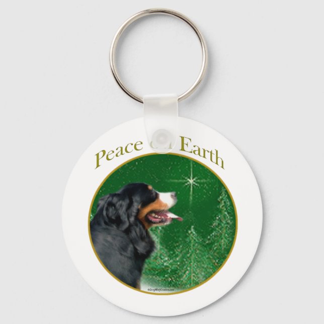 Bernese Mountain Dog Peace Key Ring (Front)